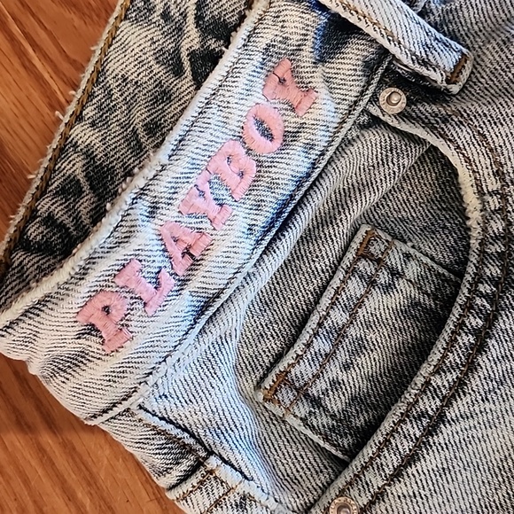 Y2K Playboy pacsun cheeky jeans size 25 festival 80/90 vintage Painted, - Picture 4 of 9
